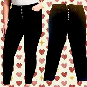 Eloquii Sky High Skinny Button Fly-Black, NWT